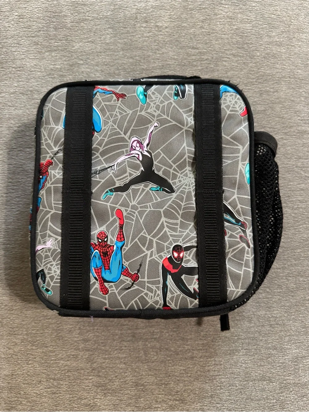 Spider-Man Themed Lunch Bag - Gray with Blue & Red Graphics